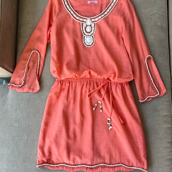Lilly Pulitzer Coral Beaded Tunic Dress - Picture 5 of 5